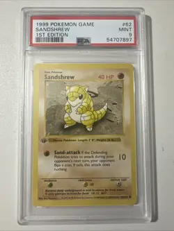 Pokemon PSA 9 1st Edition Sandshrew 062/102 Base Set (Shadowless) - Image 1