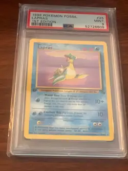 PSA 9 Pokemon 1999 1st Edition Fossil Lapras Rare #25 - Image 1