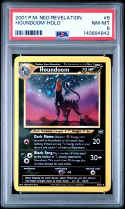 2001 POKEMON NEO REVELATION #8 HOUNDOOM-HOLO PSA 8 - Image 1