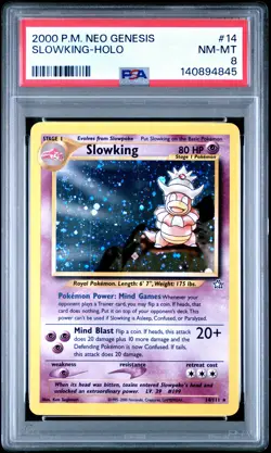 2000 POKEMON NEO GENESIS #14 SLOWKING-HOLO PSA 8 - Image 1
