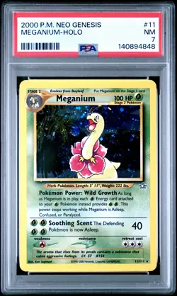 2000 POKEMON NEO GENESIS #11 MEGANIUM-HOLO PSA 7 - Image 1