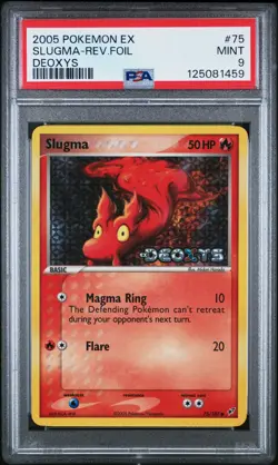 2005 POKEMON EX DEOXYS #75 SLUGMA-REVERSE FOIL PSA 9 - Image 1