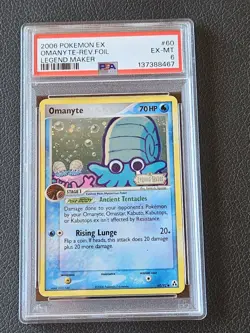2006 Pokemon EX Omanyte Rev Foil Legend Maker #60 PSA 6 - Image 1