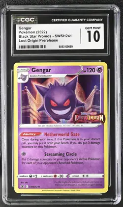 CGC 10 Gem Mint Gengar Swsh241 Lost Origin Prerelease Pokemon Black Star Promos - Image 1