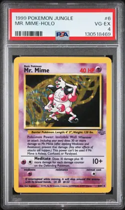 1999 POKEMON JUNGLE #6 MR. MIME-HOLO PSA 4 - Image 1