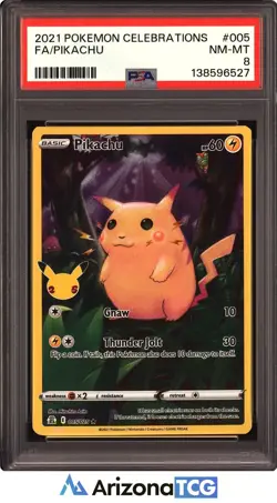 Pokemon 2021 Pikachu 005/025 25th Anniversary Stamp Celebrations PSA 8 - Image 1