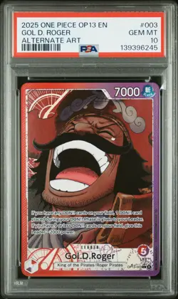 2025 ONE PIECE OP13-CARRYING ON HIS WILL ALTERNATE ART #003 GOL D. ROGER PSA 10 - Image 1