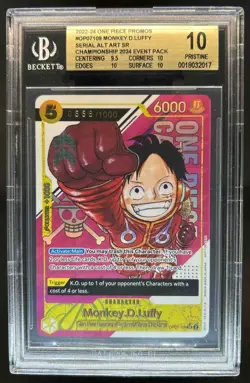 2024 One Piece Championship Monkey D Luffy Serial Alt Art #/1000 OP07-109 BGS 10 - Image 1