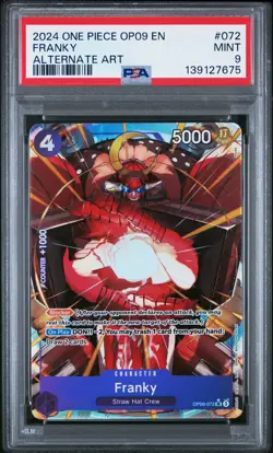 2024 ONE PIECE OP09-EMPERORS IN THE NEW WORLD ALTERNATE ART #072 FRANKY PSA 9 - Image 1