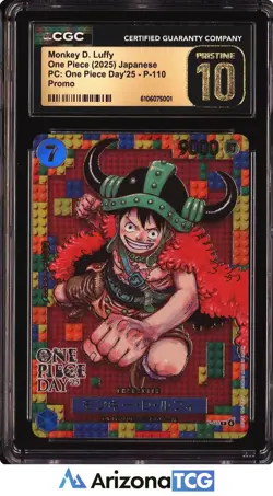 One Piece 2025 Monkey D Luffy P-110 One Piece Day'25 Japanese BLACK LABEL CGC 10 - Image 1