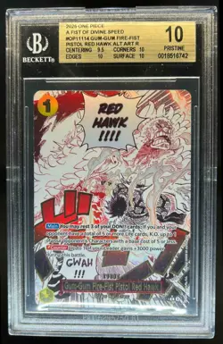 2025 One Piece Gum-Gum Fire-Fist Pistol Red Hawk Alt Art #OP11-114 BGS 10 - Image 1