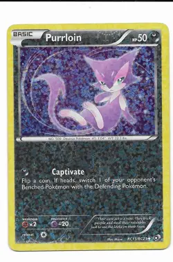 Purrloin RC13/RC25 Radiant Collection Legendary Treasures 2013 Holo Pokemon- LP - Image 1