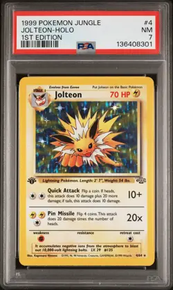 1999 POKEMON JUNGLE 1ST EDITION #4 JOLTEON-HOLO PSA 7 - Image 1