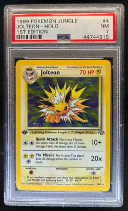 1999 Pokemon Jungle 1st Edition Jolteon Holo #4/64 PSA 7 - Image 1
