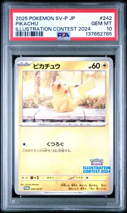 2025 POKEMON JAPANESE SV-P PROMO ILLUSTRATION CONTEST 2024 #242 PIKACHU PSA 10 - Image 1