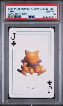 1998 POKEMON STADIUM GREEN VERSION PLAYING CARDS JACK OF CLUBS ABRA PSA 10 - Image 1