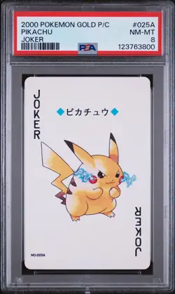 2000 POKEMON GOLD VERSION PLAYING CARDS JOKER #025A PIKACHU PSA 8 - Image 1