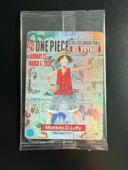 One Piece P-055 Monkey D. Luffy U.S. Voyage College Basketball Promo Card-SEALED - Image 1