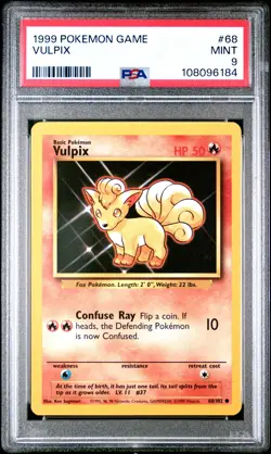 1999 POKEMON BASE SET UNLIMITED #68 VULPIX PSA 9 - Image 1
