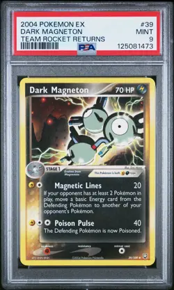 2004 POKEMON EX TEAM ROCKET RETURNS #39 DARK MAGNETON PSA 9 - Image 1