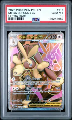 2025 POKEMON PFL EN-PHANTASMAL FLAMES ULTRA RARE #115 MEGA LOPUNNY EX PSA 10 - Image 1