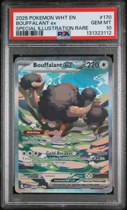 2025 Pokemon White Flare Bouffalant EX Special Illustration 170/086 PSA 10 - Image 1