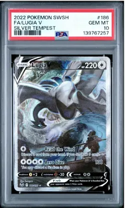 2022 Pokemon Sword & Shield Full Art Lugia V Silver Tempest PSA 10 - Image 1