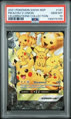 2021 POKEMON SWSH PROMO CELEBRATIONS COLLECTION #141 PIKACHU V-UNION PSA 10 - Image 1