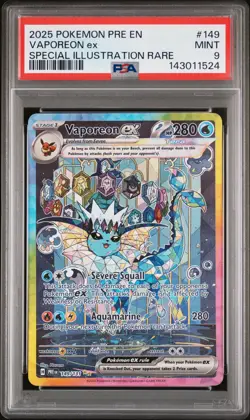 2025 POKEMON PRE SPECIAL ILLUSTRATION RARE #149 VAPOREON EX PSA 9 - Image 1