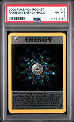 2000 POKEMON ROCKET #17 RAINBOW ENERGY-HOLO PSA 8 - Image 1