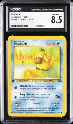 1999 POKEMON FOSSIL 1ST EDITION #53 PSYDUCK CGC 8.5 - Image 1