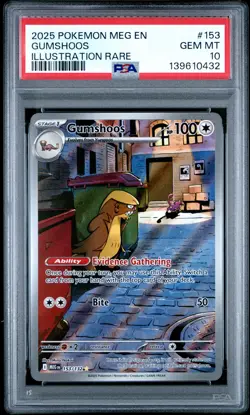 2025 POKEMON MEG EN-MEGA EVOLUTION ILLUSTRATION RARE #153 GUMSHOOS PSA 10 - Image 1