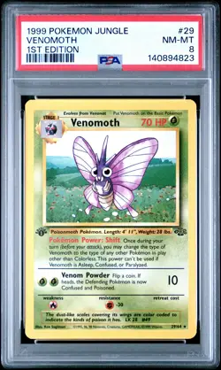 1999 POKEMON JUNGLE 1ST EDITION #29 VENOMOTH PSA 8 - Image 1