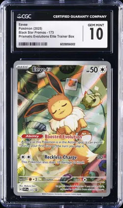 2025 POKEMON SVP PRISMATIC EVOLUTIONS ETB PROMO #173 EEVEE CGC 10 GEM MINT - Image 1