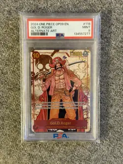 One Piece TCG Gol.D.Roger OP09-118 Alt Art Secret Rare PSA 9 Mint English - Image 1