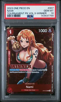 2023 ONE PIECE PROMOS TOURNAMENT PACK VOL.3-WINNER #007 NAMI PSA 10 - Image 1