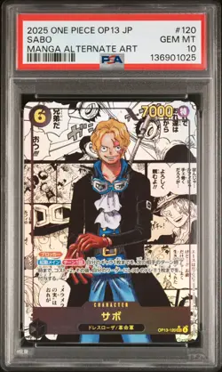 2025 ONE PIECE JPN OP13-120 CARRYING ON HIS WILL MANGA ALTERNATE ART SABO PSA 10 - Image 1
