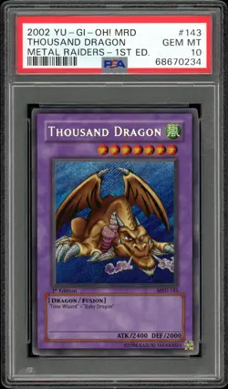 2002 Yugioh THOUSAND DRAGON - 1st Edition MRD-143 Secret PSA 10 - Metal Raiders - Image 1