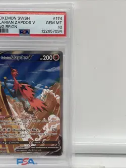 PSA 10 GEM MINT Galarian Zapdos V 174/198 Alt Art Chilling Reign 2021 Pokemon - Image 4