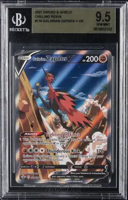 2021 POKEMON SWORD & SHIELD CHILLING REIGN FULL ART/GALARIAN ZAPDOS V BGS 9.5 - Image 1