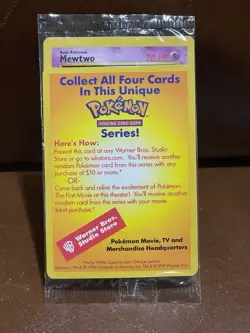 Mewtwo 1999 Pokemon The First Movie Promo Card WB Gold Stamp New/Sealed - Image 1