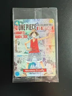 One Piece P-055 Monkey D. Luffy U.S. Voyage College Basketball Promo Card-SEALED - Image 1