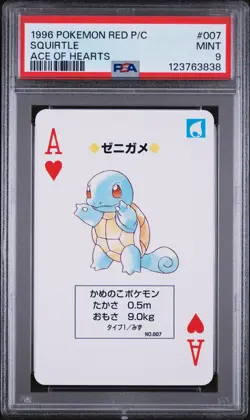 1996 POKEMON RED VERSION PLAYING CARDS ACE OF HEARTS #007 SQUIRTLE PSA 9 - Image 1