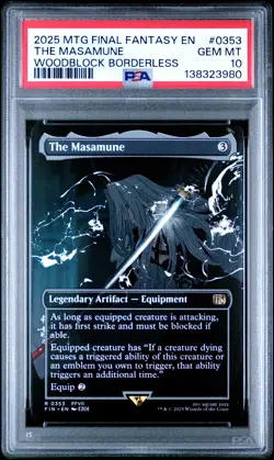 2025 MTG FINAL FANTASY WOODBLOCK BORDERLESS #0353 THE MASAMUNE PSA 10 - Image 1