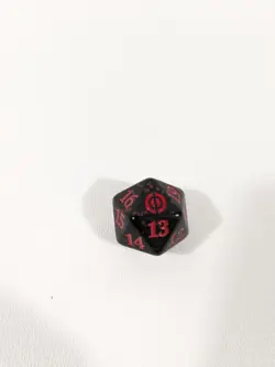 MTG d20 Spindown 20-side Life Counter die Phyrexia All Will Be One Black & Red - Image 1