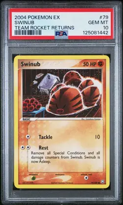 2004 POKEMON EX TEAM ROCKET RETURNS #79 SWINUB PSA 10 - Image 1