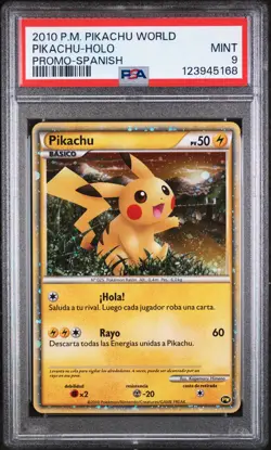 2010 POKEMON WORLD COLL SPANISH-DO NOT USE PIKACHU-HOLO PSA 9 - Image 1