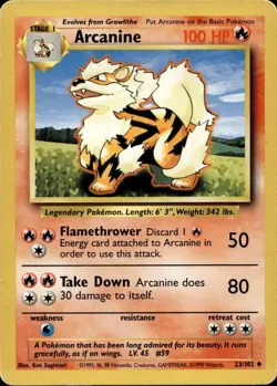 Arcanine 23/102 Uncommon Base Set Multi Item Discount HP - Image 1