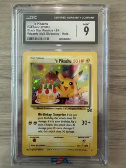 2000 Pokemon Birthday Pikachu Black Star Promo CGC 9 Mint Holo #24 - Image 1