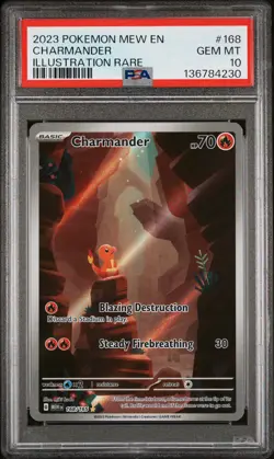 2023 POKEMON MEW EN-151 ILLUSTRATION RARE #168 CHARMANDER PSA 10 - Image 1